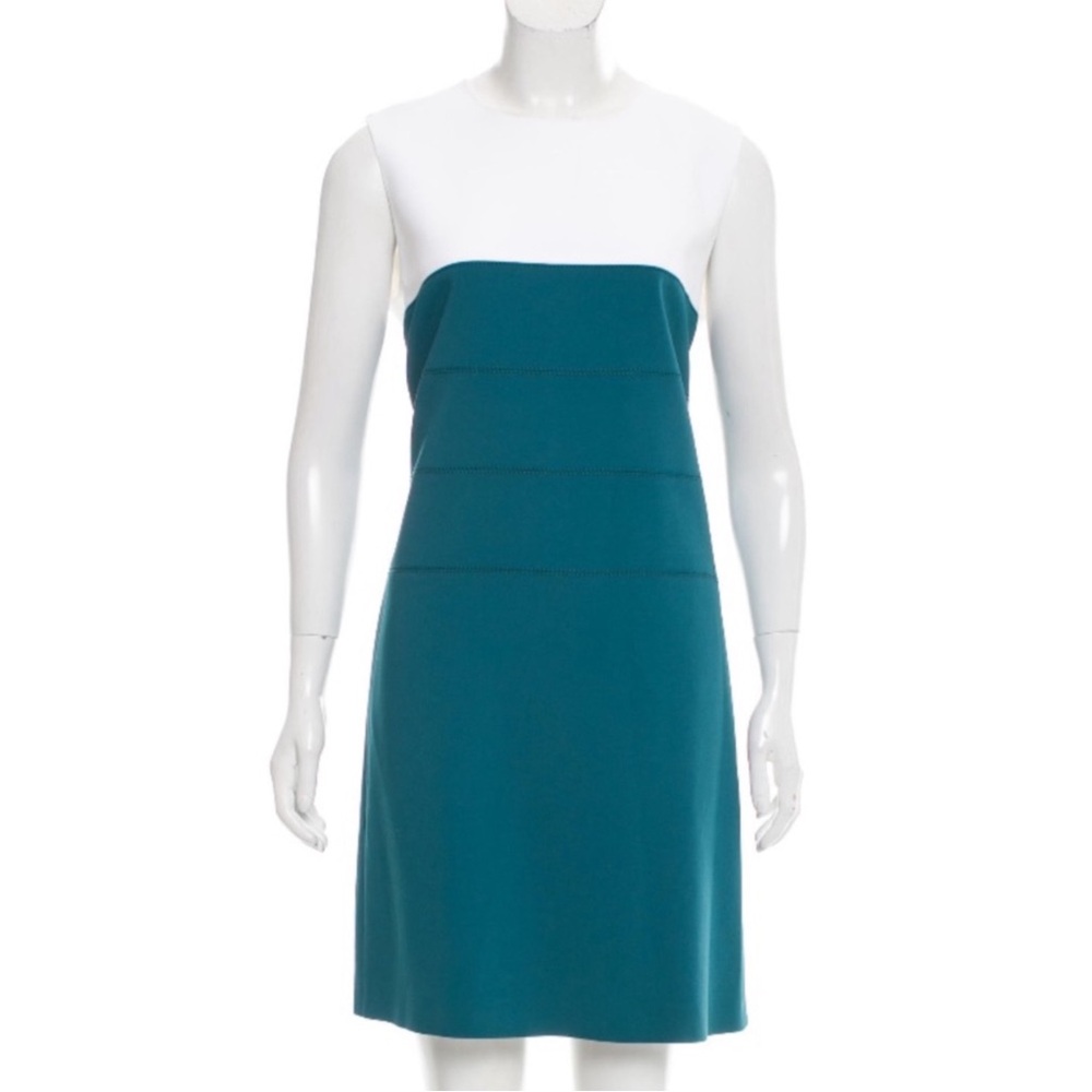 AQUILANO.RIMONDI White and Teal Colorblock Dress! - Picture 2 of 3